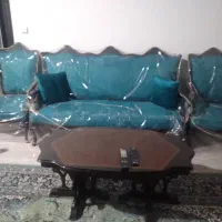 مبلمان چوبی صنوبر ۷ نفره به همراه نهارخوری ۸ نفره|مبلمان خانگی و میز عسلی|لشت نشا, |دیوار