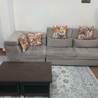 راحتی۶نفره روکش ترک-میز وسط و۴عدد عسلی سالم و تمیز|مبلمان خانگی و میز عسلی|تهران, شهران جنوبی|دیوار