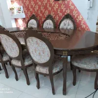 ناهارخوری هشت نفره چوب گردو تمام منبت|میز و صندلی غذاخوری|سنندج, |دیوار