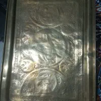 سینی قدیمی قلم کار برنجی|کلکسیون اشیاء عتیقه|کرمانشاه, |دیوار