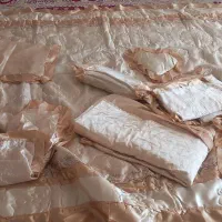 رو تختی دو نفره ساتن،طلایی،۸ تیکه