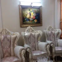 مبل 7 نفره سلطنتی|مبلمان خانگی و میز عسلی|ابریشم, |دیوار