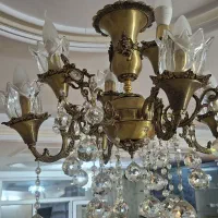 لوستر برنجی ۸ شاخه ۸ شعله|لوستر و چراغ آویز|تهران, شمشیری|دیوار