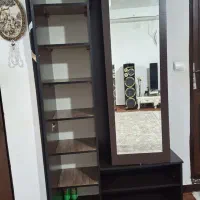 جاکفشی MDF دو درب با آینه و ویترین