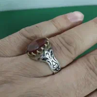 انگتر نقره عقیق سلیمانی زیر سنگ حکاکی شده