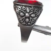 انگشتر نقره ای نگین سرخ براق|بدلیجات|عجب شیر, |دیوار