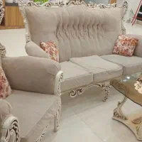 مبل هفت نفره با جلو مبلی و میز تی وی