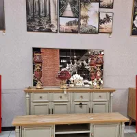 آینه کنسول مینیمال روکش چوب اینه کنسول میزتلویزیون