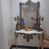 آینه شمعدان وکنسول برنج همراه لوستر