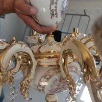 لوستر تمام برنج هشت شاخه|لوستر و چراغ آویز|ساوه, |دیوار