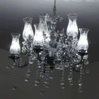 لوستر ۱۰ شعله با لاله و کریستال