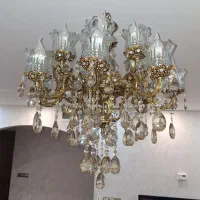 لوستر ۸شاخه ۱۶ شعله برنجی|لوستر و چراغ آویز|اراک, |دیوار