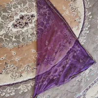 سلام  فروش روسری محلی دور دوزی رنگ بادجونی