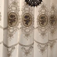 پرده سفید گل برجسته|پرده، رانر، رومیزی|اقبالیه, |دیوار