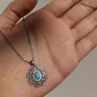 پلاک نقره با سنگ فیروزه