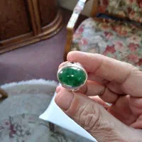 انگشتر جید سبز اصل نقره