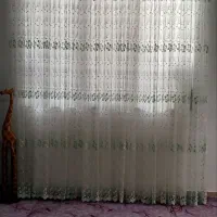 پرده توری گلدار|پرده، رانر، رومیزی|آبیک, |دیوار