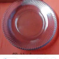 بشقاب شیشه ای پلوخوری و لیوان دسته دار چای خوری