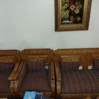 مبلمان چوب ۱۱ نفره جواهرکار به میز جلو مبلی و عسلی|مبلمان خانگی و میز عسلی|تهران, صد دستگاه|دیوار
