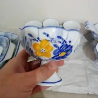 6عدد بستنی خوری گل پنبه،6عدد استکان چای گل پنب