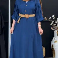 پیراهن شانتون بلند  به همراه کمربند سایز ۳۶الی ۴۶