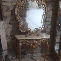 بوفه چوبی . آینه برنزی .زیر تلویزیونی