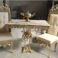 میز ناهارخوری 4 نفره لوکس برنزی/طلایی