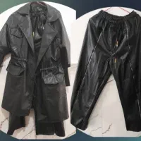 کت و شلوار چرم مات مشکی جنس خوب