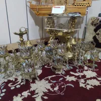 لوستر چهار شاخه 8شعله برنزی|لوستر و چراغ آویز|همدان, |دیوار