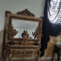 آینه و کنسول سلطنتی با ساعت وشمعدانی