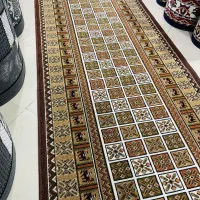 گلیم فرش خشتی قهوه ای /فروش فرش  استثنایی جشنواره