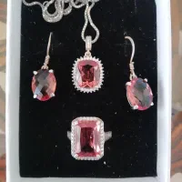 نیم ست نقره با سنگ الکساندریت اصل ۷رنگ