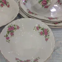 ظروف گل سرخی لبه طلایی