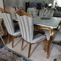 میزناهارخوری ۶نفره استیل ورق طلا