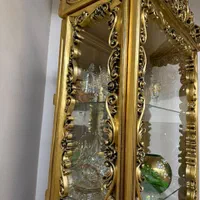 ویترین - بوفه ،چوب راش، تمام منبت کار دست، ورق طلا|بوفه، ویترین، کنسول|کرج, دهقان ویلا|دیوار