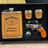 ست هیپ فلاسک فندک تفنگی چرم