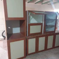 کابینت چوبی تمیز|کتابخانه، شلف، قفسه‌های دیواری|شازند, |دیوار