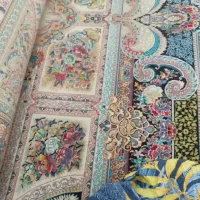فرش نه متری زمینه آبی سالم