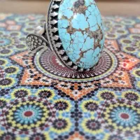 انگشتر نقره عقیق فیروزه حدید