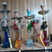 قلیان برنجی و چوبی