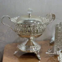 ظروف جهیزیه عروس سیلور طرح نقره|ظروف سرو و پذیرایی|لار, |دیوار