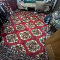 فرش دستبافت ۱۲ متری ترکمن و ابریشم . پشتی دستبافت