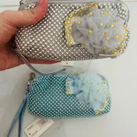 کیف دستی نگینی زنانه با گل توری