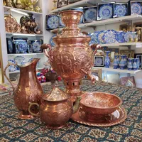 ست۱۴ تیکه تمام مسی با سماور مسی ذغالی ۶لیتری|سماور، چای‌ساز، قهوه‌ساز|مشهد, چهارباغ|دیوار