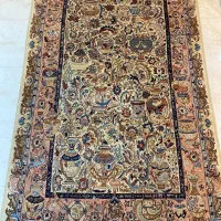 ۲ تخته فرش دستباف ابریشم کاشمر طرح زیر خاکی