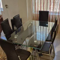 میزنهارخوری فلزی شیشه ای۶نفره دست دوم