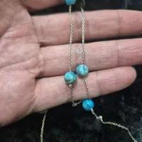گردنبند نقره با سنگ فیروزه اصل|جواهرات|کرمانشاه, |دیوار
