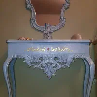 آینه کنسول چوبی نقاشی و پتینه