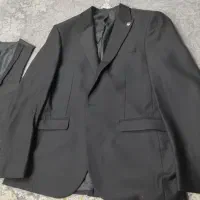 کت و شلوار وجلیقه مشکی پارچه کرپ سایز 52