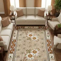 گلیم ماشینی با رنگبندی طوسی فیلی بادومی لاکی